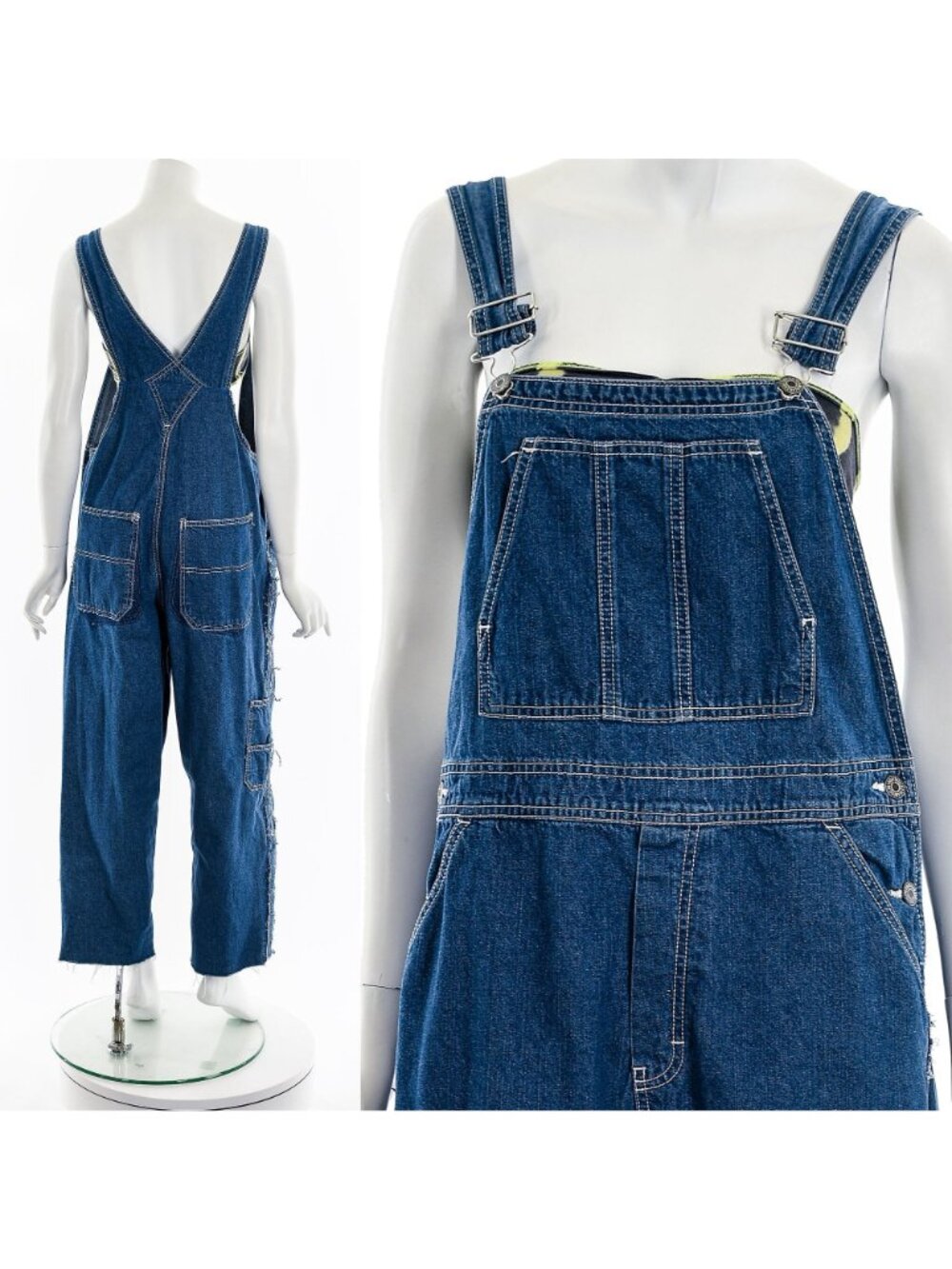 Distressed Patchwork Denim Overalls - Picture 3 of 10
